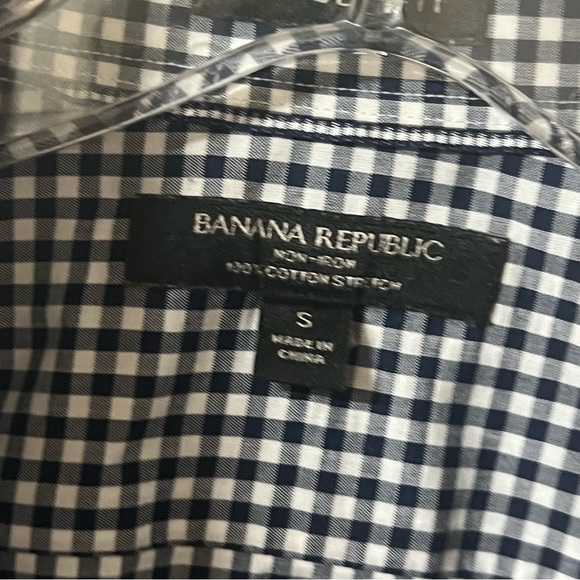 Banana Republic Blu White Gingham Camden Fit Button Down Size Small - Picture 2 of 8